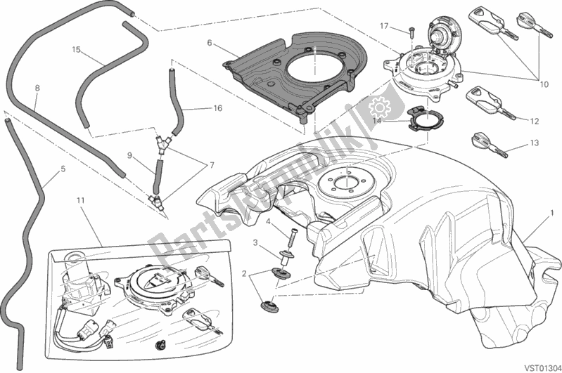 Toutes les pièces pour le Réservoir D'essence du Ducati Diavel Carbon FL AUS 1200 2017